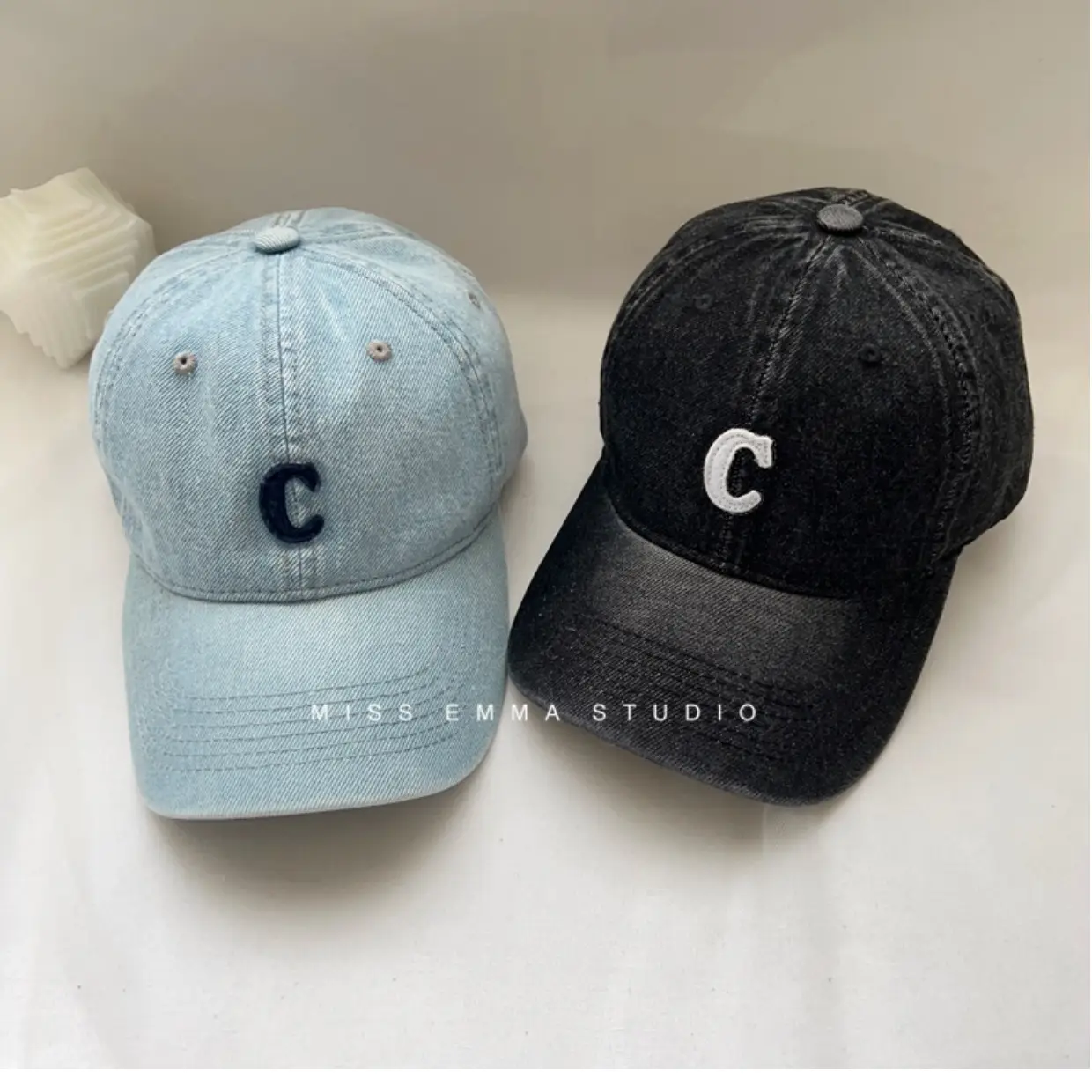 Men Retro Denim Letter C Baseball Cap Sunshade — feature 10