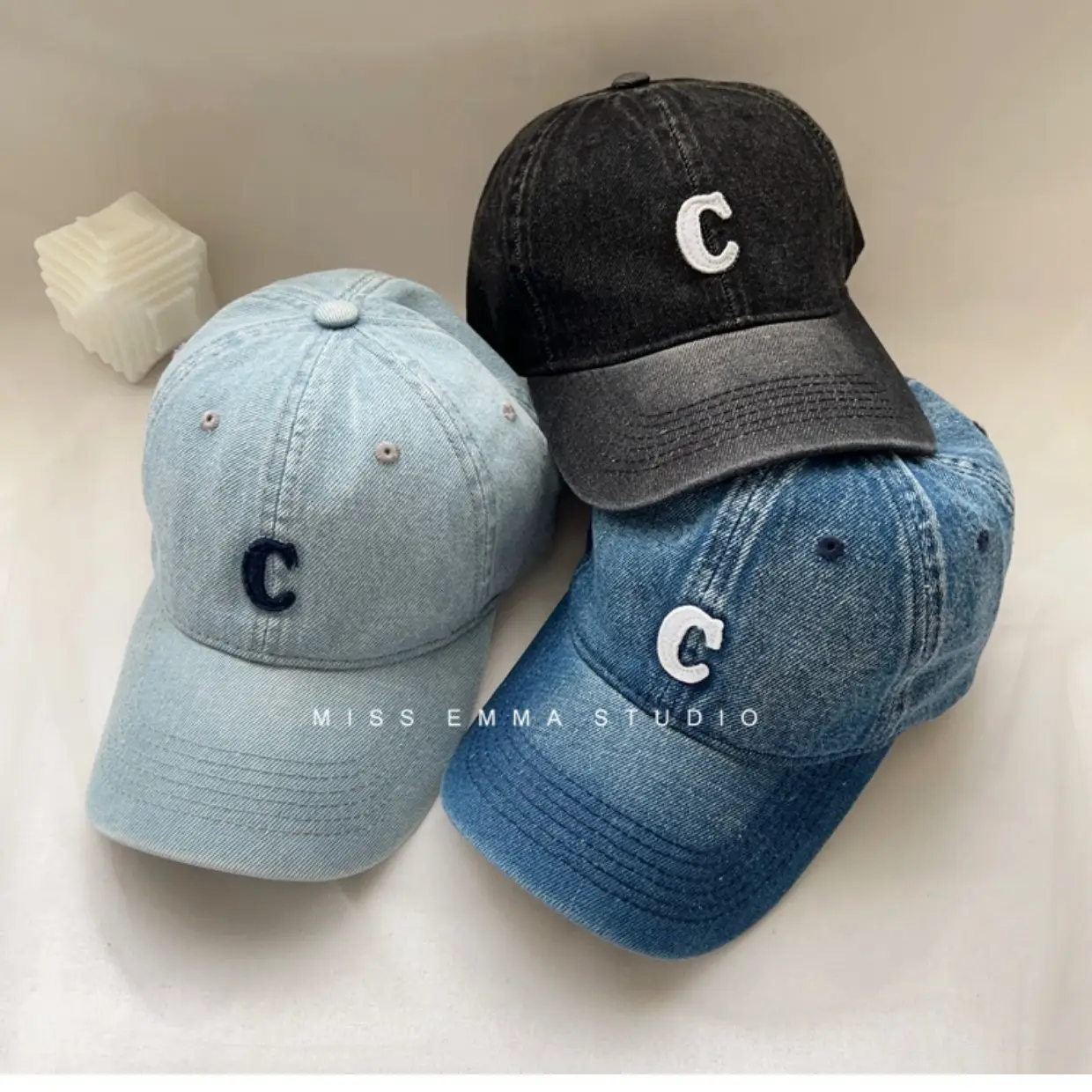 Men Retro Denim Letter C Baseball Cap Sunshade — feature 11