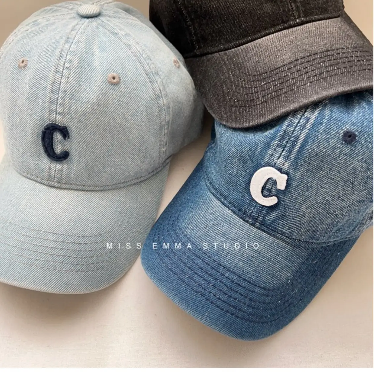 Men Retro Denim Letter C Baseball Cap Sunshade — feature 12