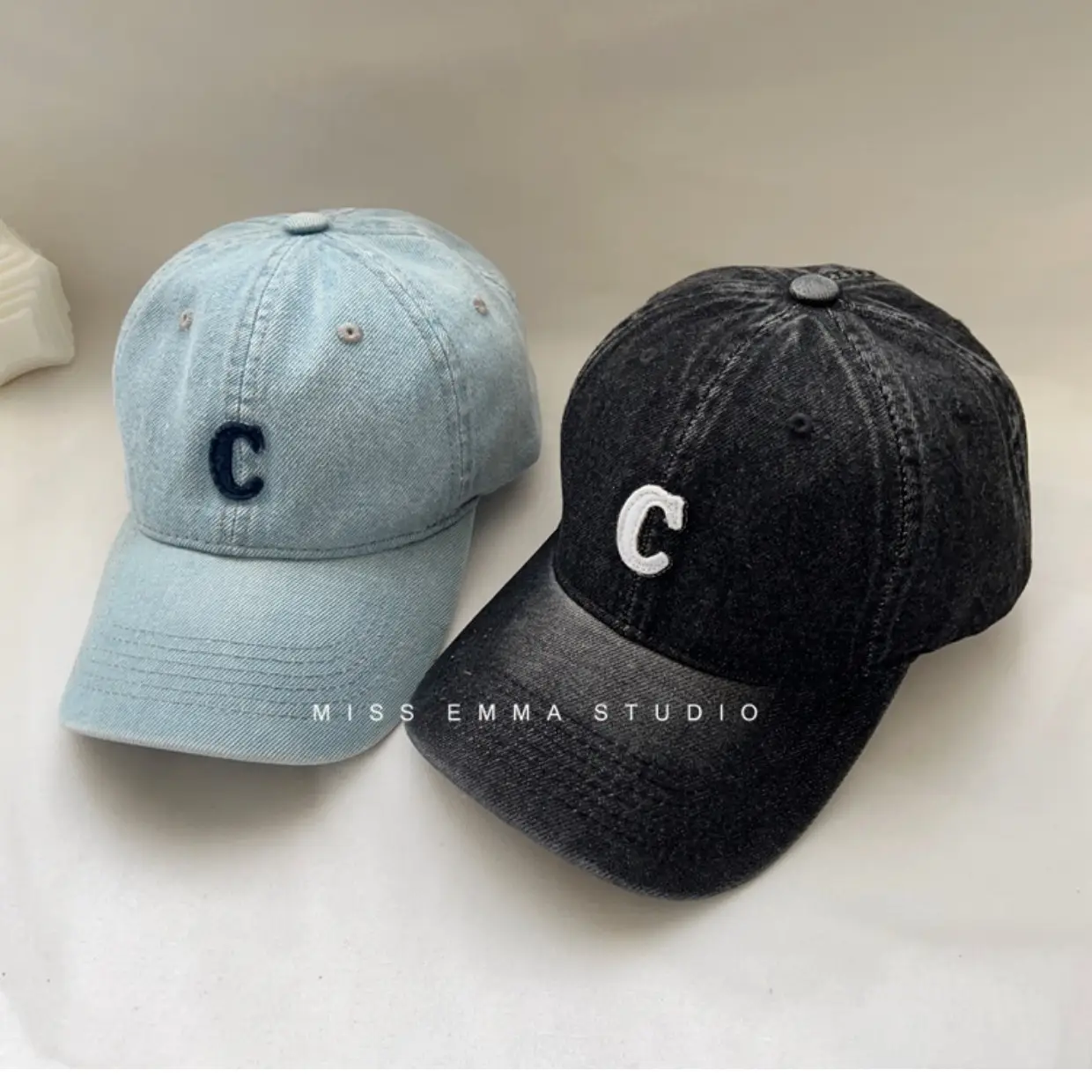 Men Retro Denim Letter C Baseball Cap Sunshade — feature 13