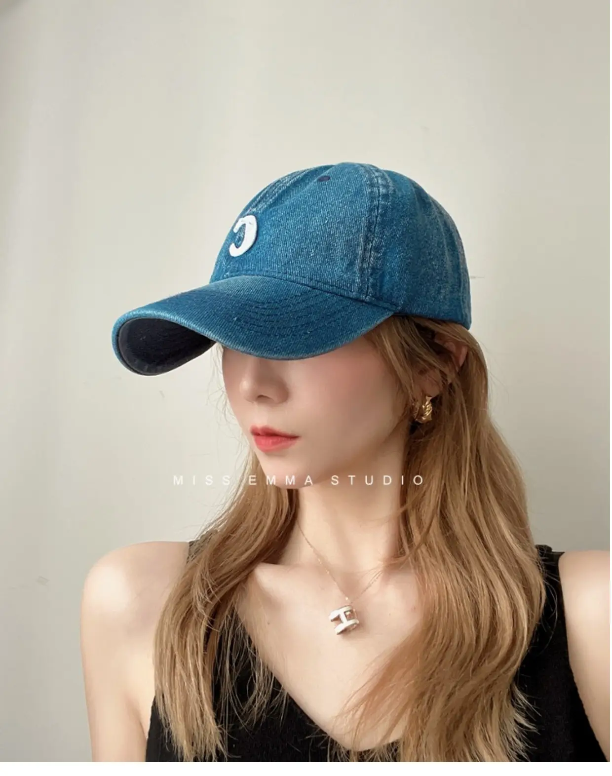 Men Retro Denim Letter C Baseball Cap Sunshade — feature 5