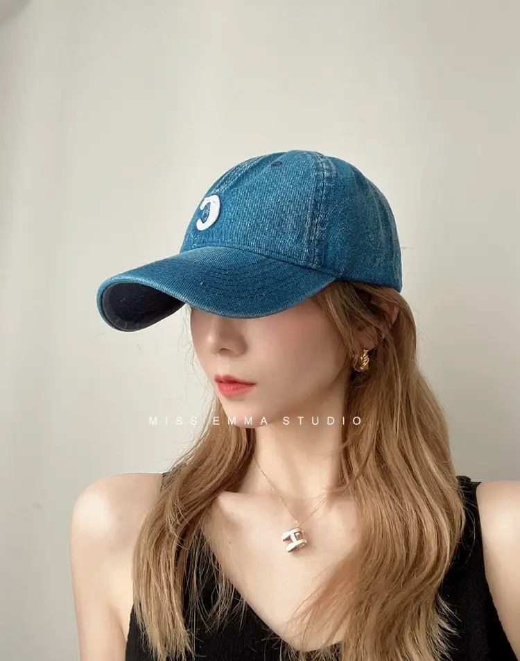 Men Retro Denim Letter C Baseball Cap Sunshade - Image 2