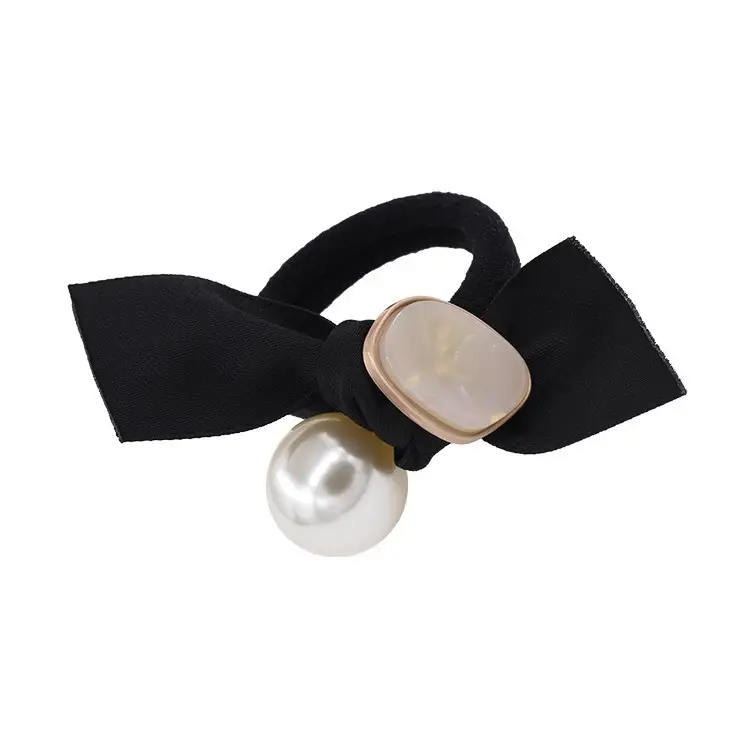 Vintage Pearl Bow Hair Tie for Women