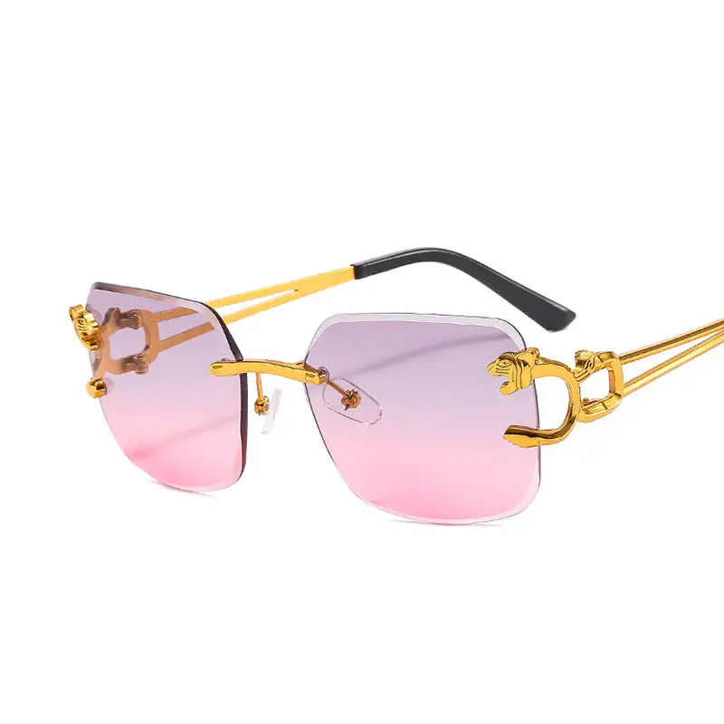 Pink Cut Edge Sunglasses Leopard Temples Women