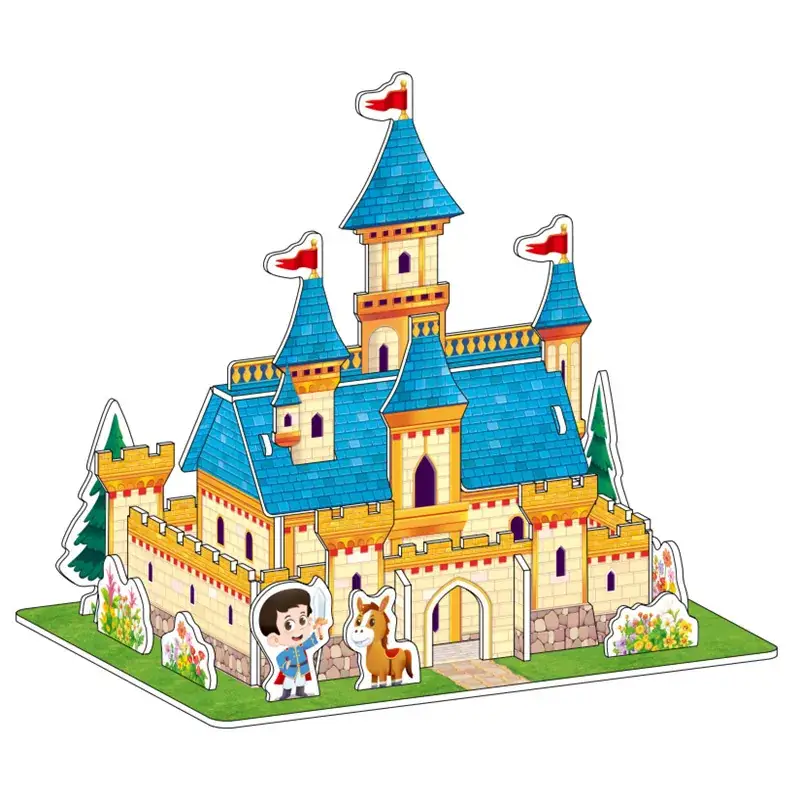 3D Blue Castle Puzzle Toy for Kids - Image 9