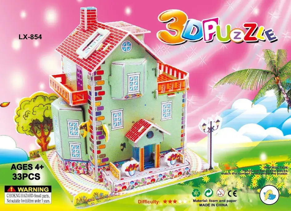 3D Blue Castle Puzzle Toy for Kids - Image 67