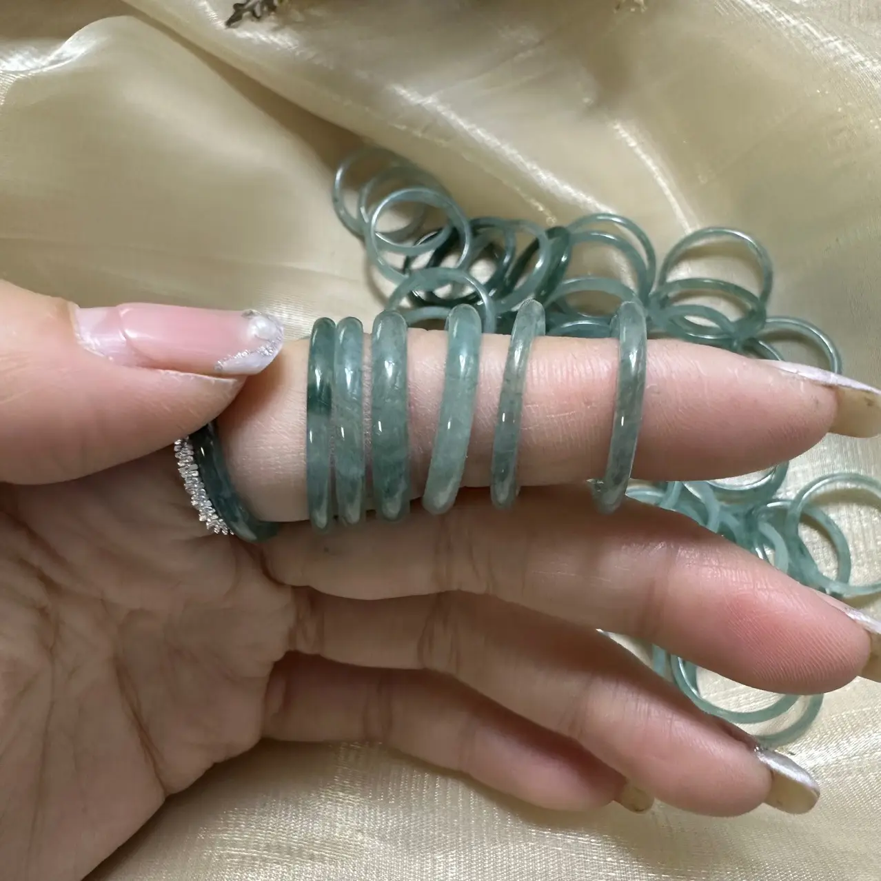 Blue Water Jade DIY Rings for Women - Image 2