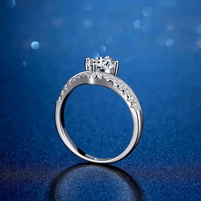 Clearance Moissanite Crown Wedding Ring Sterling Silver