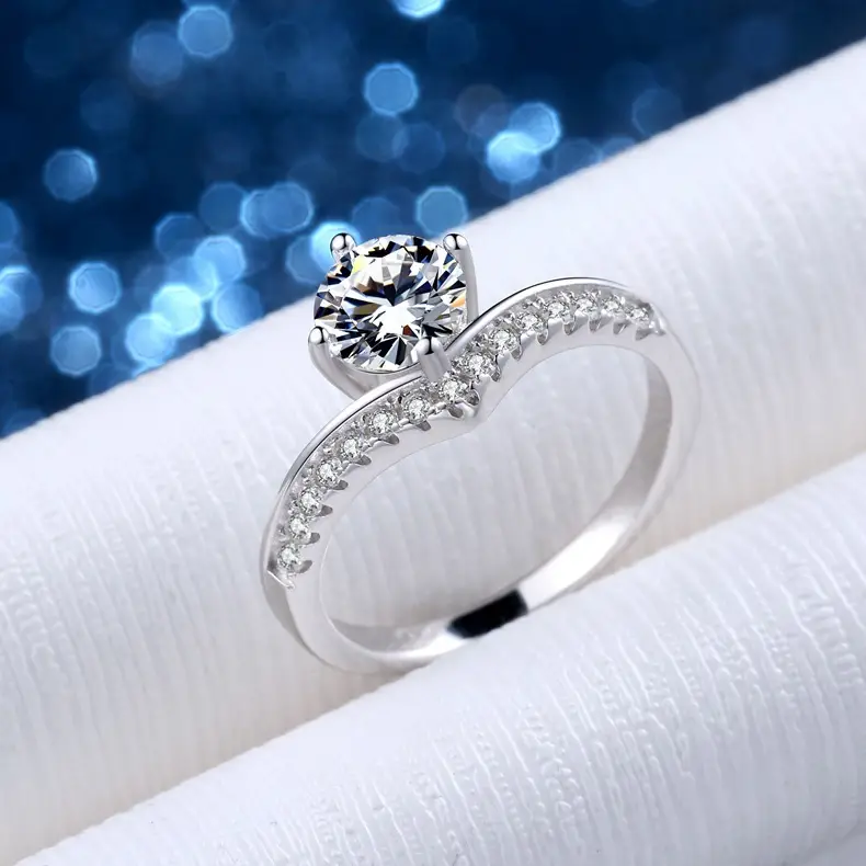 Clearance Moissanite Crown Wedding Ring Sterling Silver