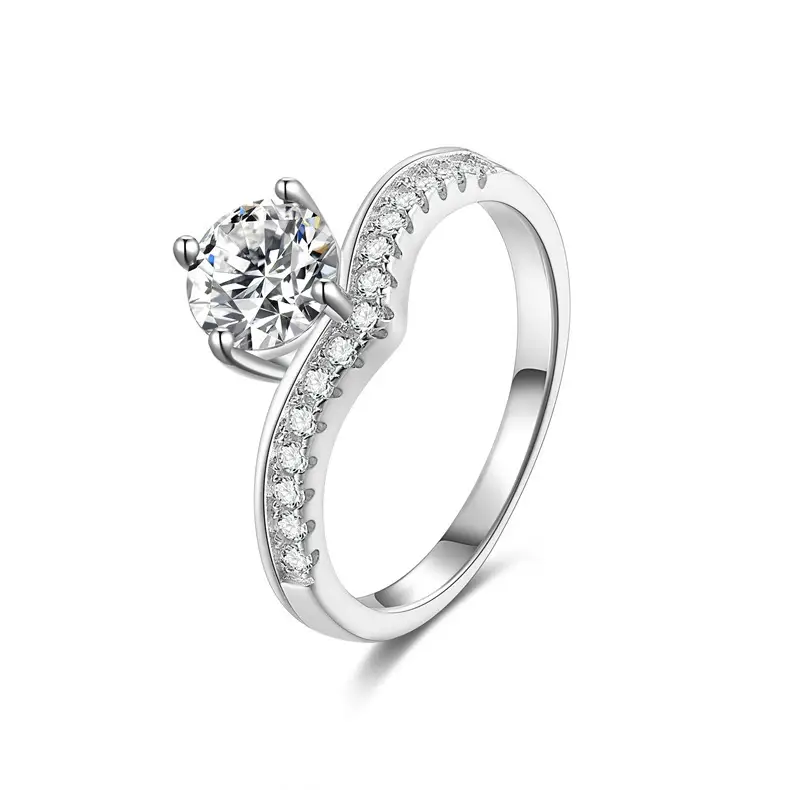 Clearance Moissanite Crown Wedding Ring Sterling Silver