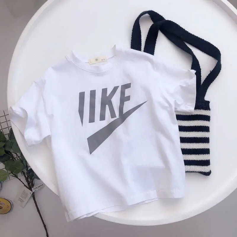 Boys T-shirt White Nike Like Print Short Sleeve — feature 18