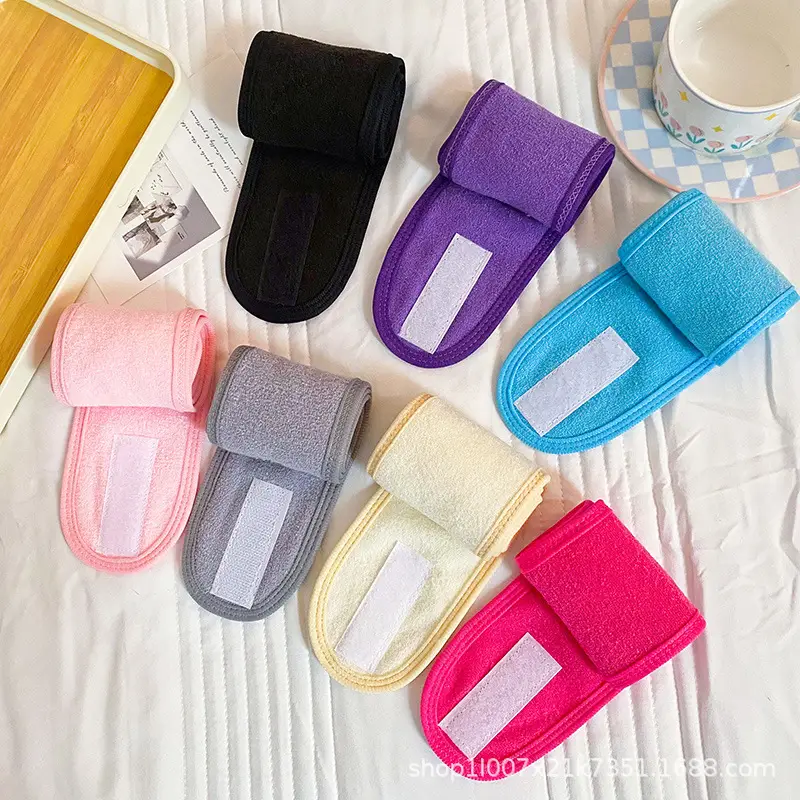 Black Velcro Headband for Women Face Wash Sports Sweat Absorbent - Image 11