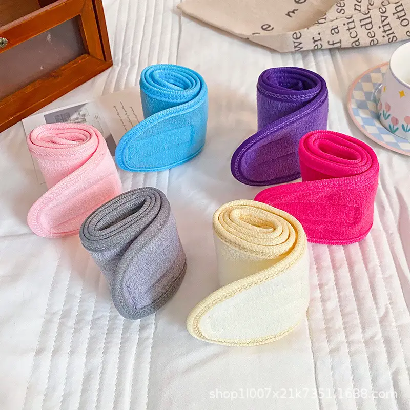 Black Velcro Headband for Women Face Wash Sports Sweat Absorbent - Image 12