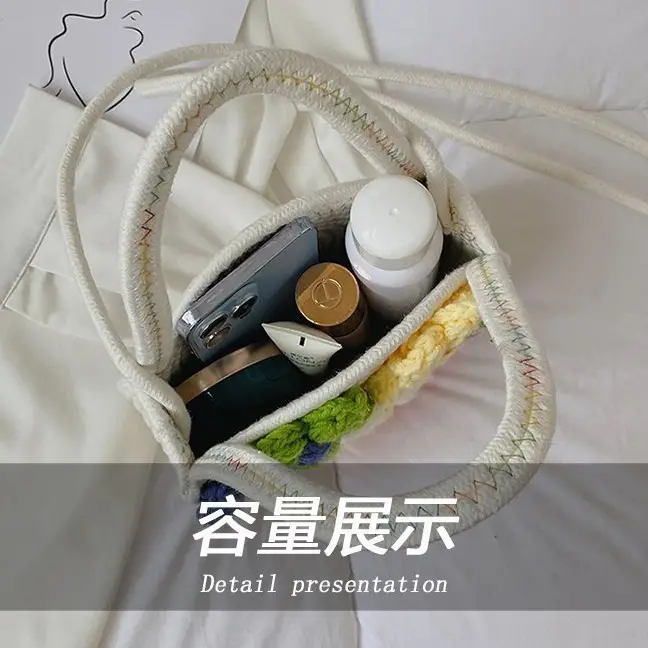 Women's Flower Embroidered Cotton Rope Bag - Image 7
