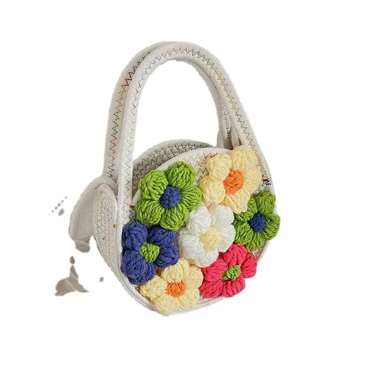 Women's Flower Embroidered Cotton Rope Bag - Image 9