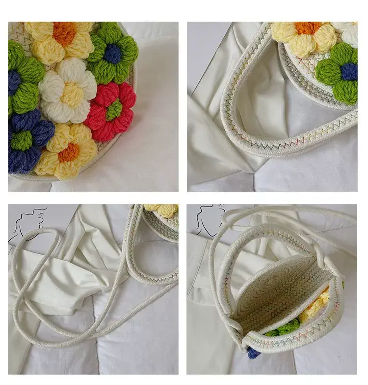 Women's Flower Embroidered Cotton Rope Bag — feature 14
