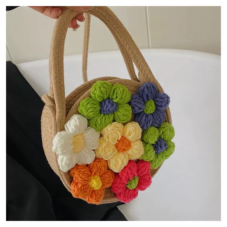 Women's Flower Embroidered Cotton Rope Bag — feature 7