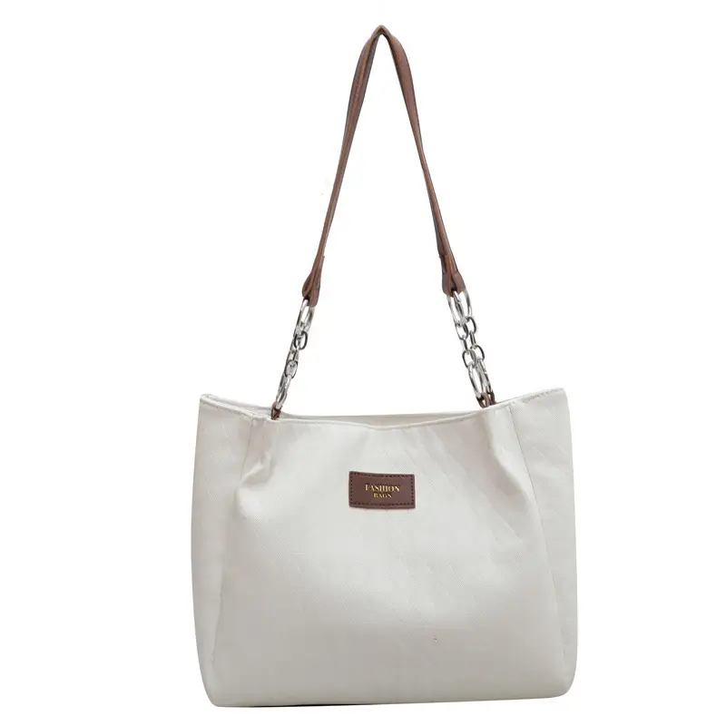 White Leather Shoulder Bag for Women Large Capacity - Image 8