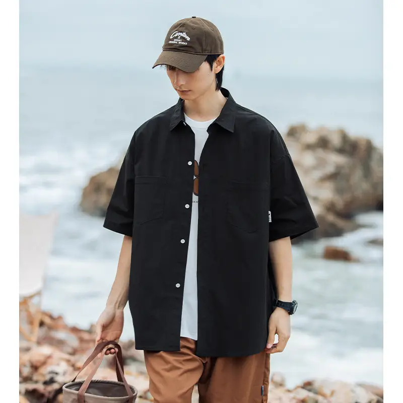 Han Road Men's Black Short Sleeve Button Shirt - Image 6