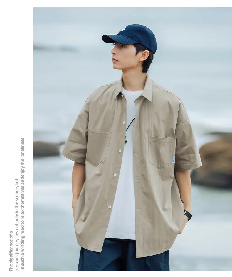 Han Road Men's Black Short Sleeve Button Shirt — feature 10