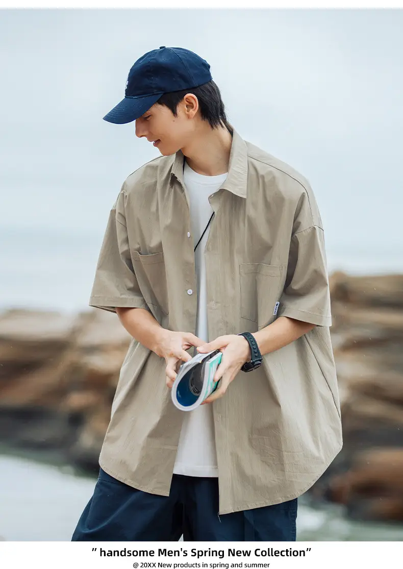 Han Road Men's Black Short Sleeve Button Shirt — feature 11