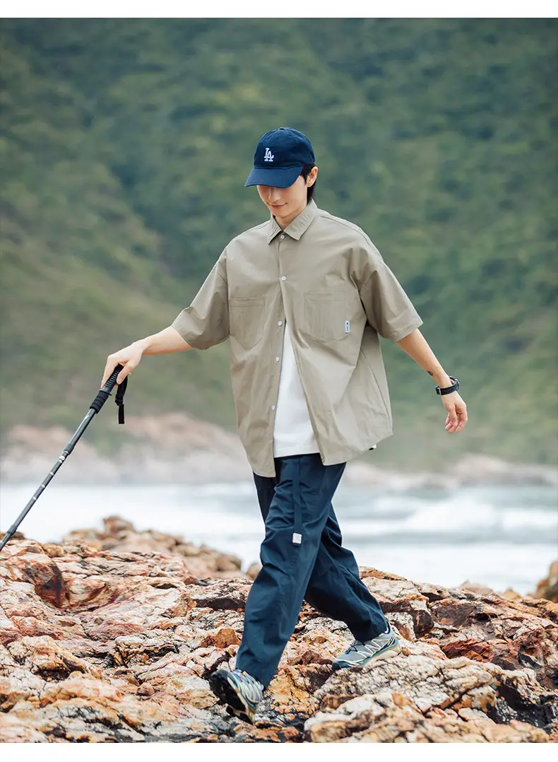 Han Road Men's Black Short Sleeve Button Shirt — feature 13