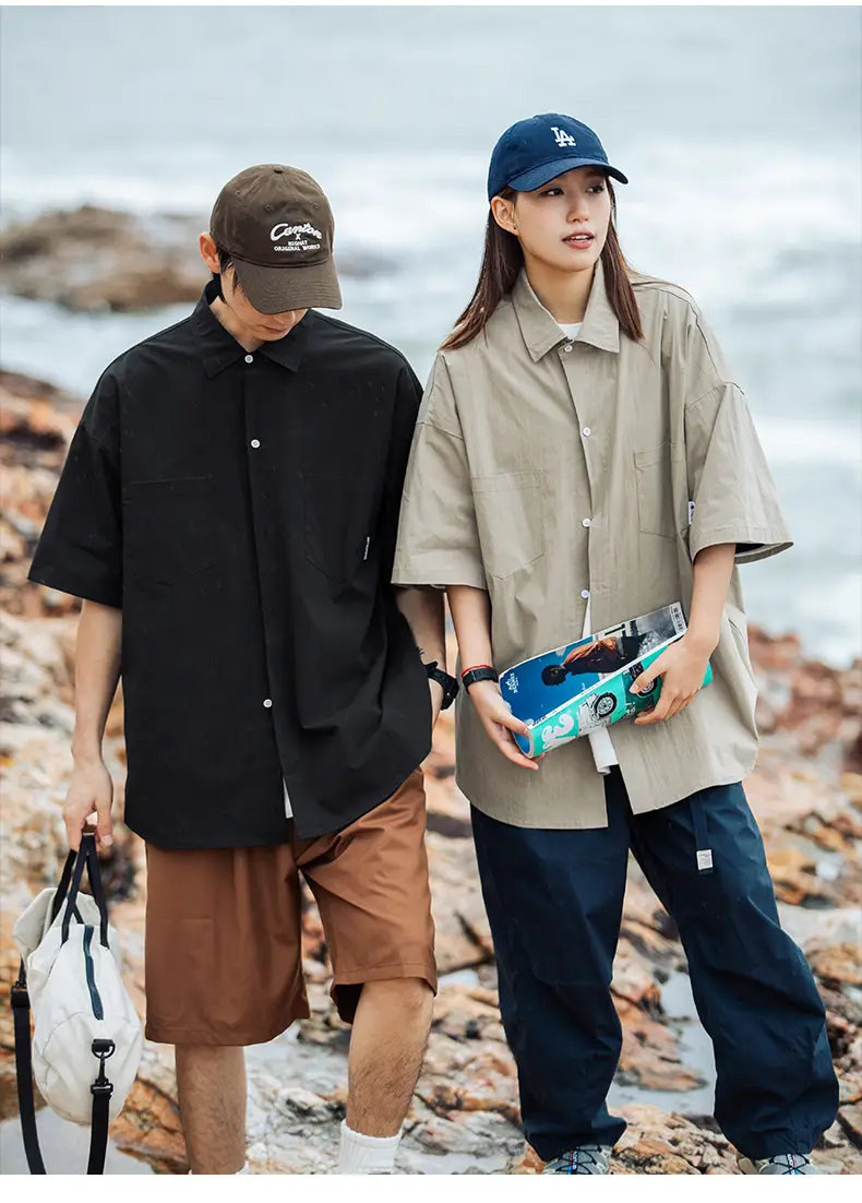 Han Road Men's Black Short Sleeve Button Shirt — feature 8