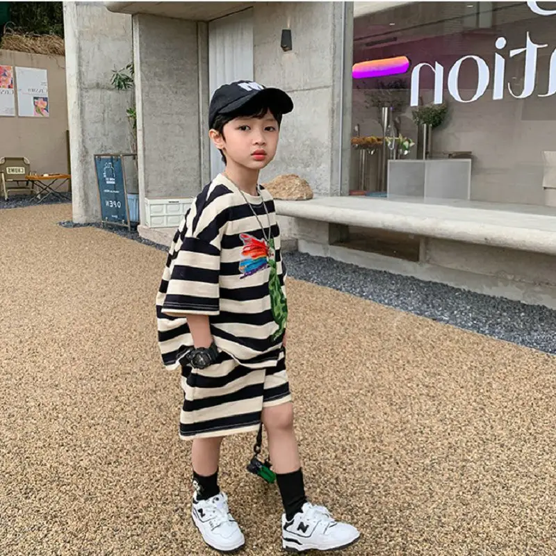 Boys Striped Dragon T-Shirt & Shorts Set 3-8Y