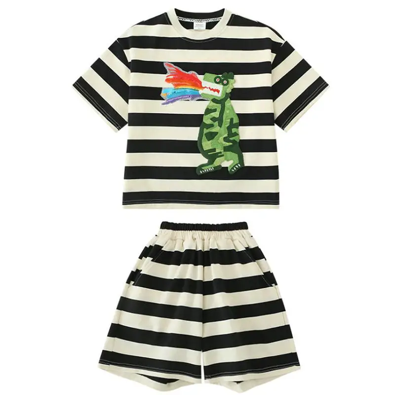 Boys Striped Dragon T-Shirt & Shorts Set 3-8Y