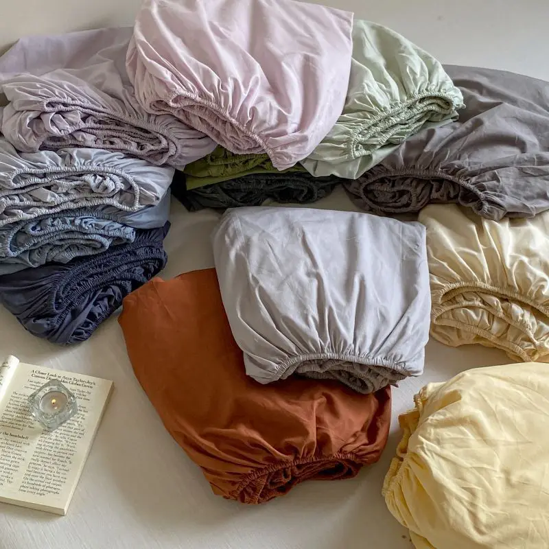 Pure Cotton Washed Cotton Bed Cover Single Piece All-inclusive Pure Cotton Bed Cover Simmons Mattress Protective Cover Dust Cover Bed Sheet Solid Color