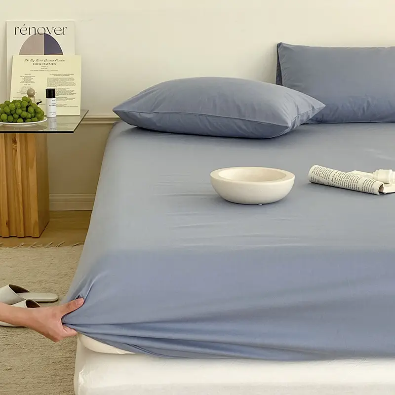 Pure Cotton Washed Cotton Bed Cover Single Piece All-inclusive Pure Cotton Bed Cover Simmons Mattress Protective Cover Dust Cover Bed Sheet Solid Color