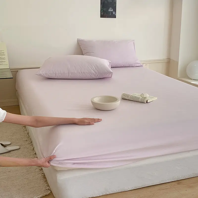 Pure Cotton Washed Cotton Bed Cover Single Piece All-inclusive Pure Cotton Bed Cover Simmons Mattress Protective Cover Dust Cover Bed Sheet Solid Color