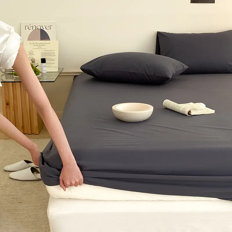 Pure Cotton Washed Cotton Bed Cover Single Piece All-inclusive Pure Cotton Bed Cover Simmons Mattress Protective Cover Dust Cover Bed Sheet Solid Color