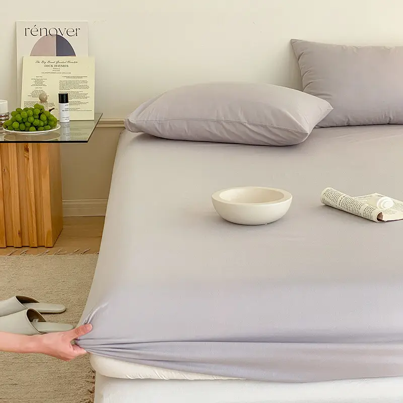 Pure Cotton Washed Cotton Bed Cover Single Piece All-inclusive Pure Cotton Bed Cover Simmons Mattress Protective Cover Dust Cover Bed Sheet Solid Color