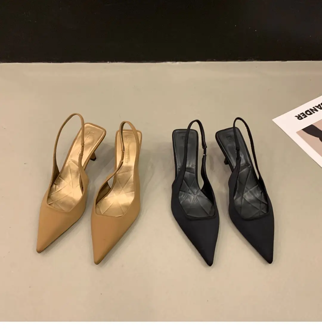 French High Heel Black Toe Sandals Fairy Shoes 2023 Spring and Summer Niche High-End Satin Pointed Shoes — feature 10