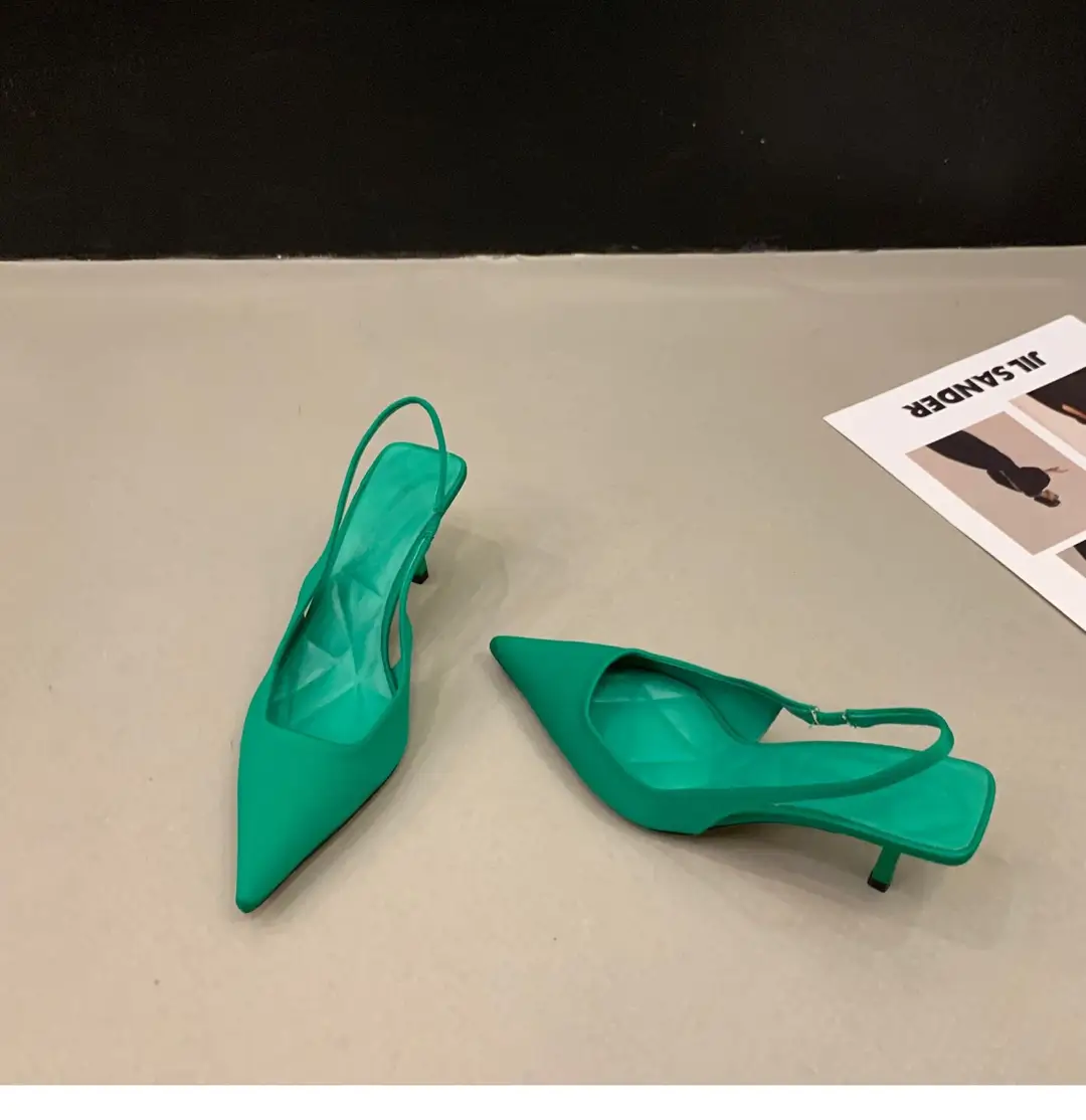 French High Heel Black Toe Sandals Fairy Shoes 2023 Spring and Summer Niche High-End Satin Pointed Shoes — feature 19