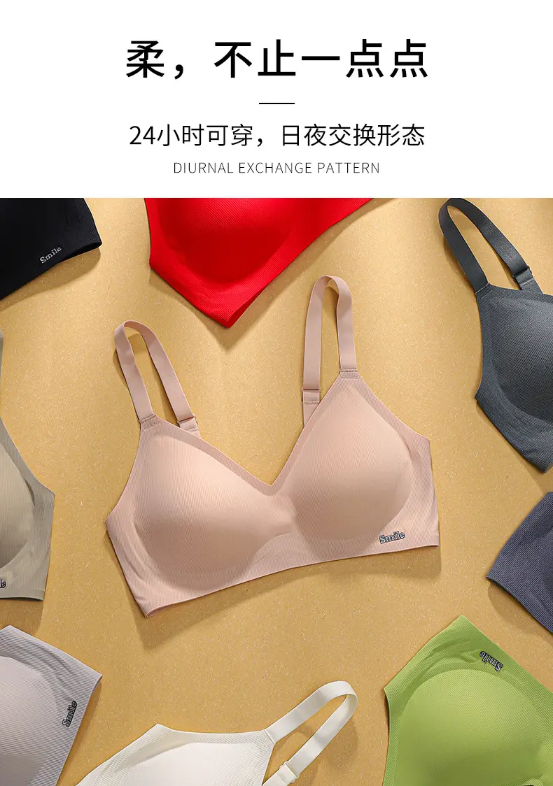 Seamless Naked Underwear Women's Jelly Soft Support Auxilary Breast Anti-sagging Adjustable Ultra-soft Thin Bra without Steel Ring — feature 11