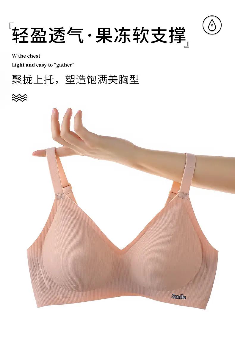 Seamless Naked Underwear Women's Jelly Soft Support Auxilary Breast Anti-sagging Adjustable Ultra-soft Thin Bra without Steel Ring — feature 4