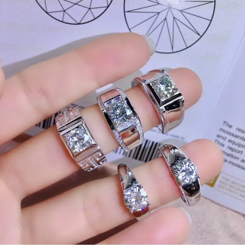 Men's Moissanite Ring Clearance Gift Wedding Platinum