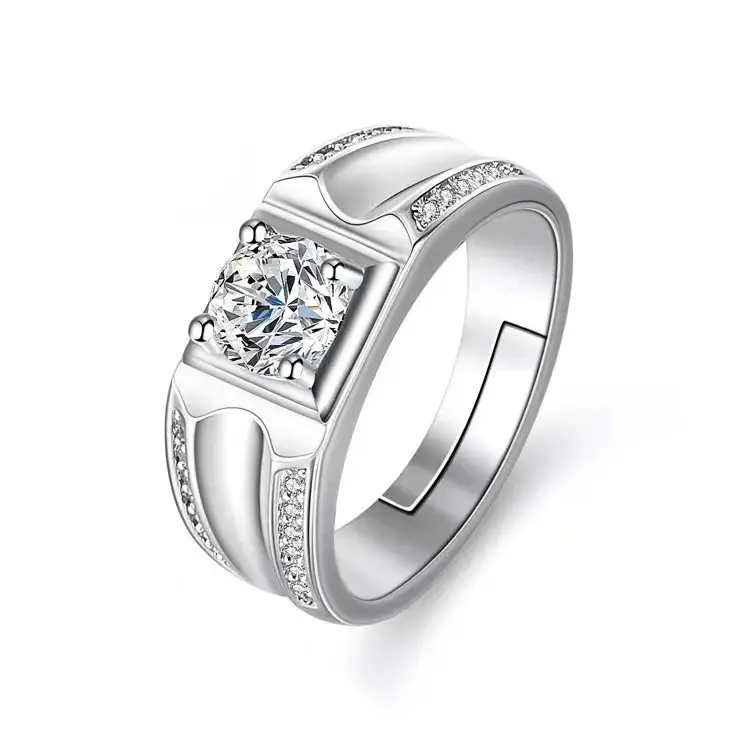 Men's Moissanite Ring Clearance Gift Wedding Platinum
