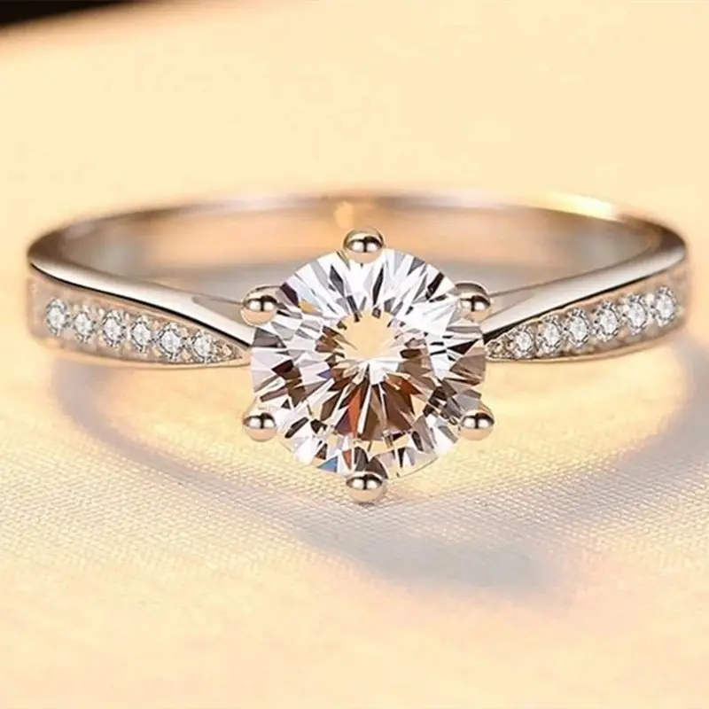 Clearance Mossan Diamond Ring Zhou Family Platinum 1 Karat Wedding Ring