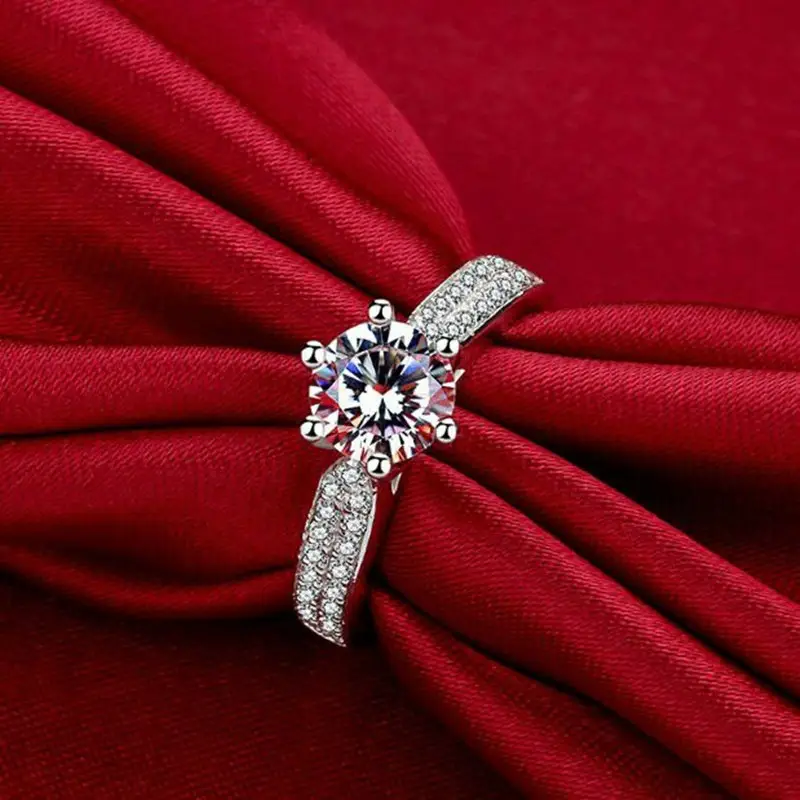 Clearance Mossan Diamond Ring Zhou Family Platinum 1 Karat Wedding Ring