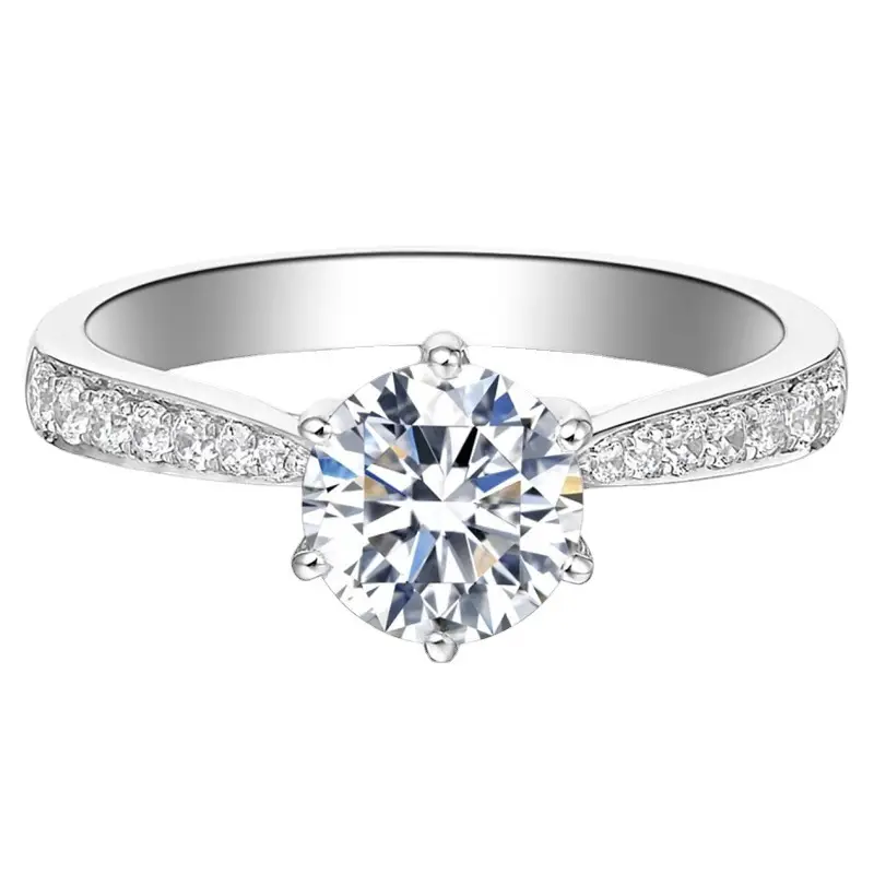 Clearance Mossan Diamond Ring Zhou Family Platinum 1 Karat Wedding Ring
