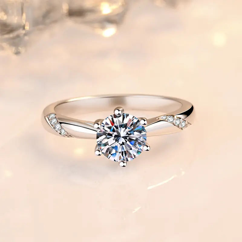 Clearance Mosan Diamond Ring Female 1-2 Karat Platinum PT950 - Image 19