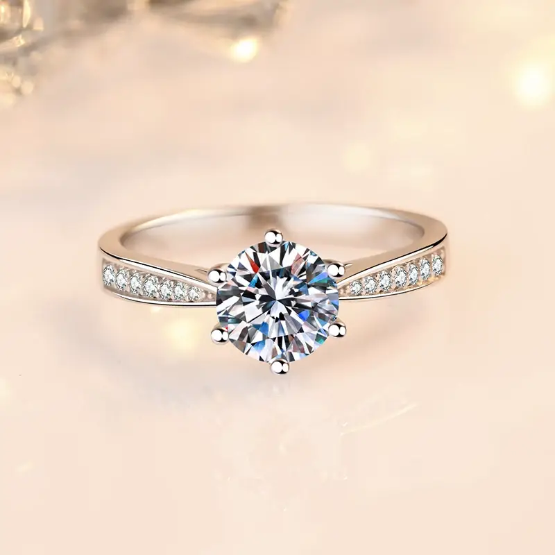 Clearance Mosan Diamond Ring Female 1-2 Karat Platinum PT950 — feature 2