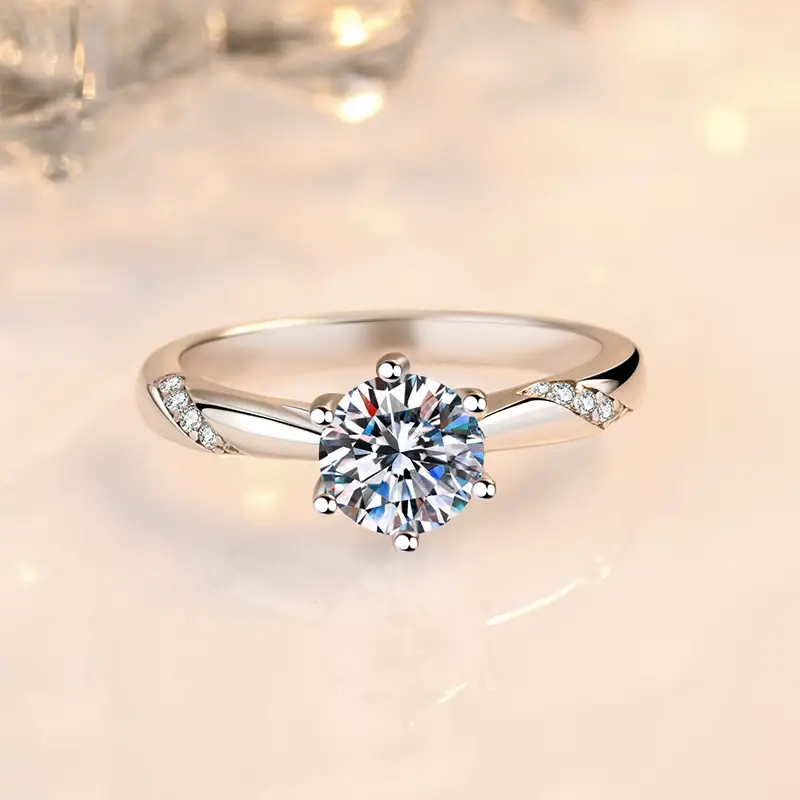 Clearance Mosan Diamond Ring Female 1-2 Karat Platinum PT950 — feature 5