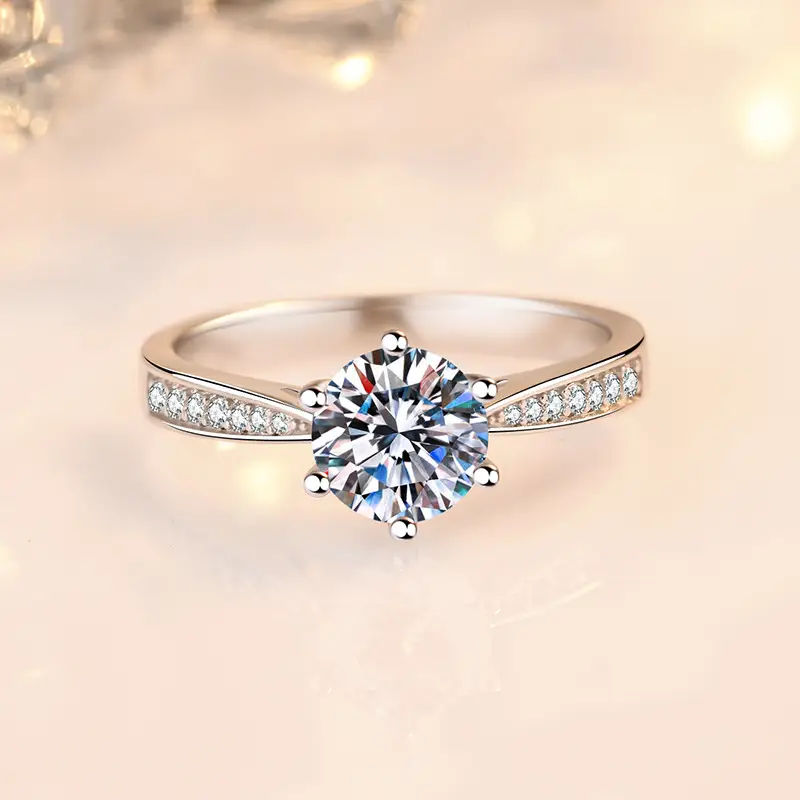 Clearance Mosan Diamond Ring Female 1-2 Karat Platinum PT950 - Image 2