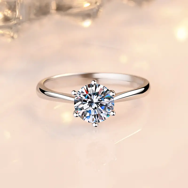 Clearance Mosan Diamond Ring Female 1-2 Karat Platinum PT950 - Image 4