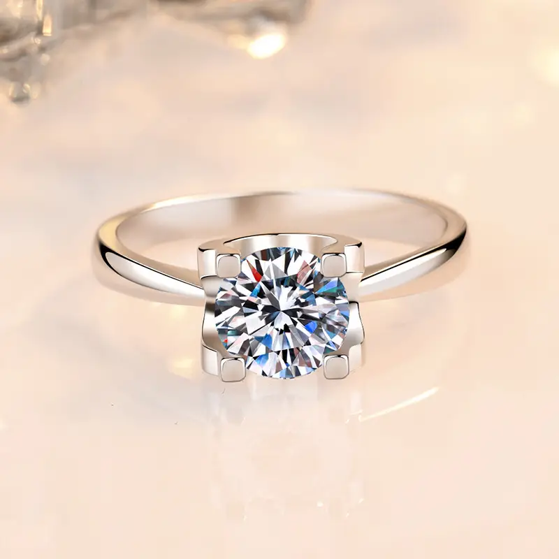 Clearance Mosan Diamond Ring Female 1-2 Karat Platinum PT950 - Image 9