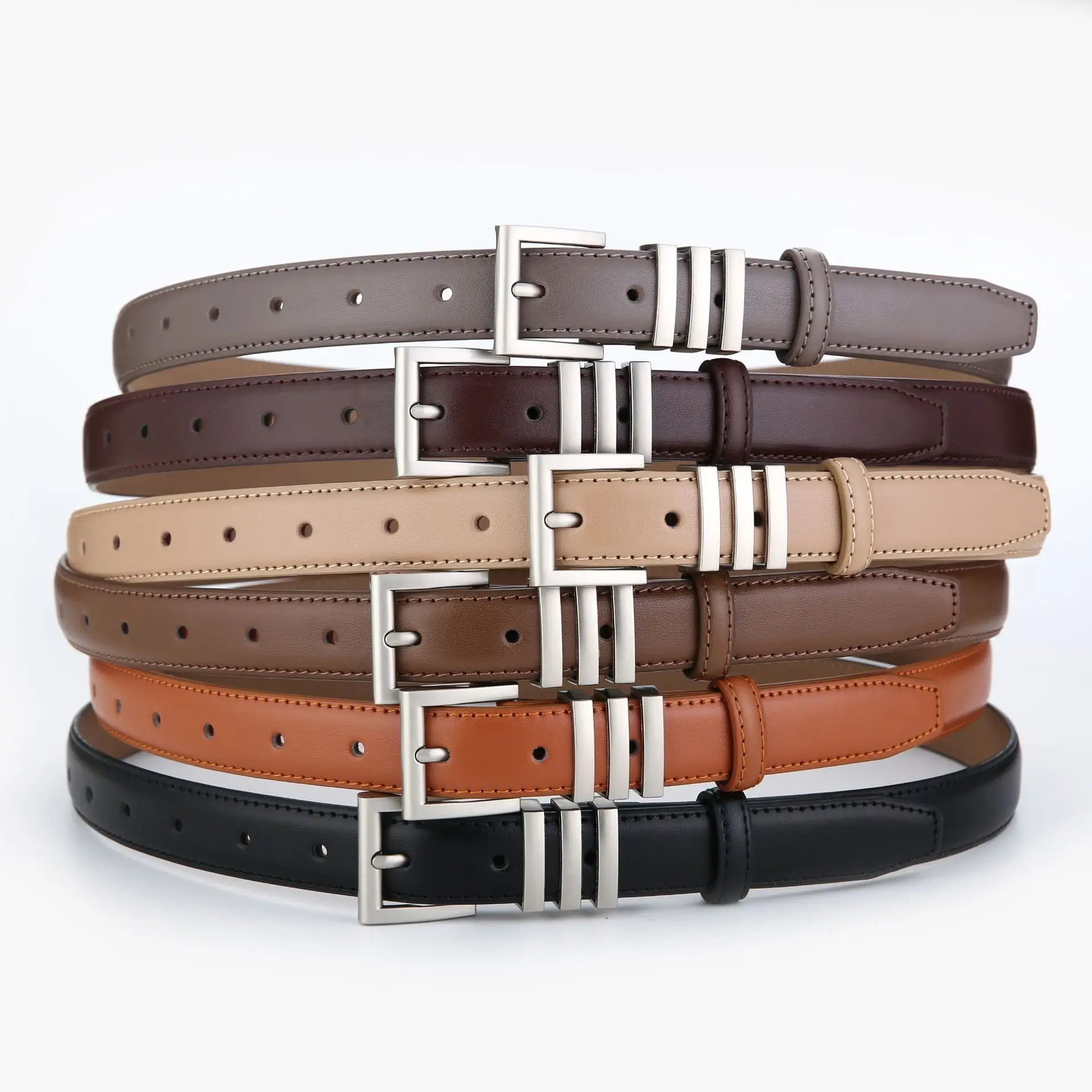 Women Genuine Leather Belt with Retro Buckle - Image 9